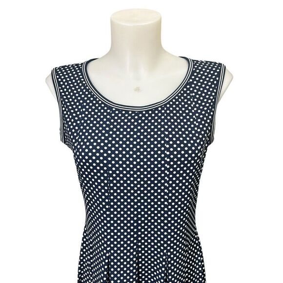 MAX STUDIO Polka Dots Black & White Sleeveless Fit Flare Dress Retro Sz S NEW - Picture 2 of 8